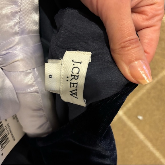 SOLD! J Crew Factory Navy Blue Velvet Tulip Hem Dress Size 6 - Picture 7 of 8